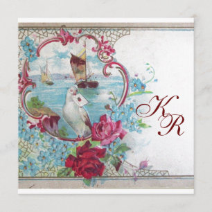 ROMANTISKT ELEGANST BLOMMIGT BRÖLLLOP MONOGRAM MEDDELANDE