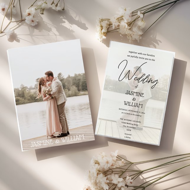 Romantiskt Elegant Par Foto Bröllopsinbjudan Inbjudningar (Skapare uppladdad)