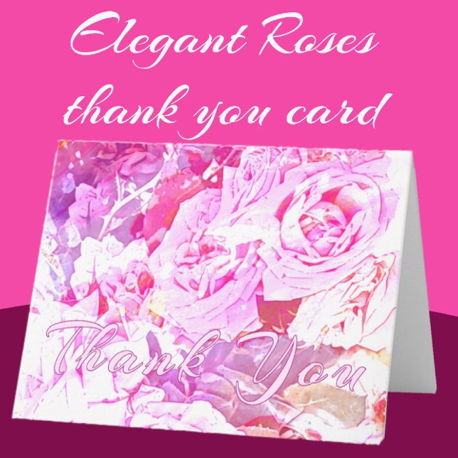 Romantiskt Elegant Roser Tacksamhetskort Tack Kort (Romantic Rose Blooms thank you card)