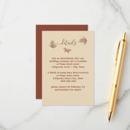 Romantiskt eleganta terrakotta fjärilar bröllop tilläggskort