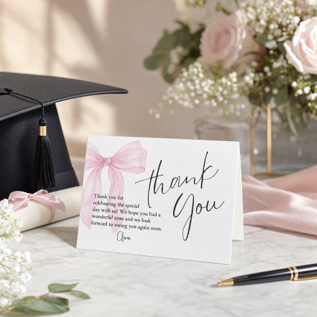 Romantiskt examens tackkort (#pinbowgraduation #thankyoucardgradouation #gradouationparty #thankyoucalligrapgic #softpink #girly)