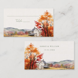 Romantiskt fallstilskort Bröllop Placeringskort