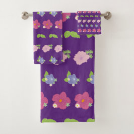 Romantiskt färgstarkt Retro-Blommönster Bath Towel