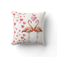 Romantiskt Flamingopar med Rosa Hjärtan Kärleksdek