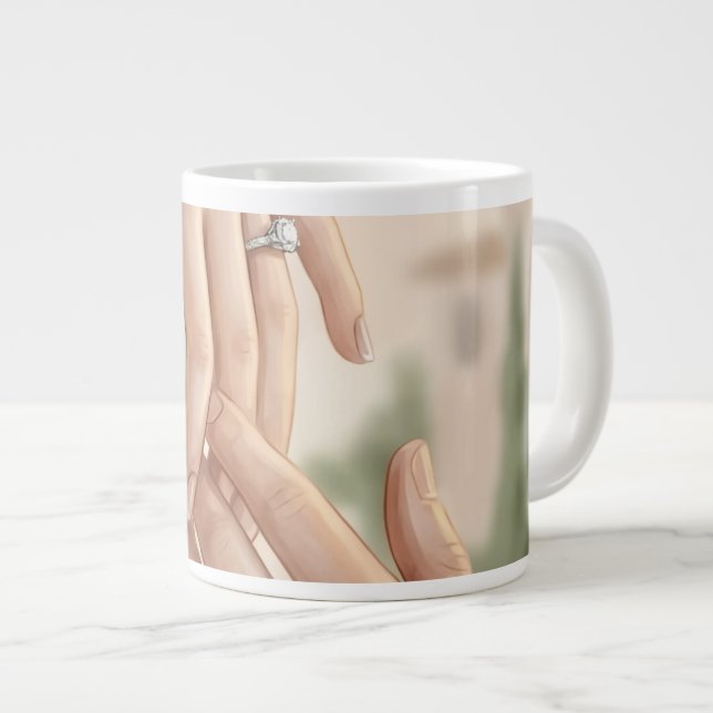 Romantiskt Förlovningsmugg | Elegant Kärlek Jumbo Mugg (Framsida höger)