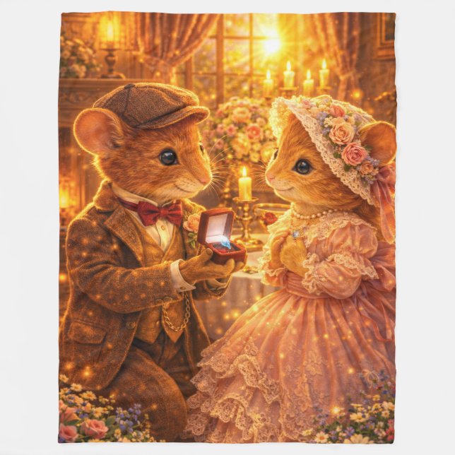 Romantiskt Förlovningspar Present Förlovning Kärle Fleecefilt (Framsidan)