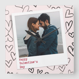 Romantiskt foto för alla hjärtans dag Modern Snygg Fyrkantig Klocka