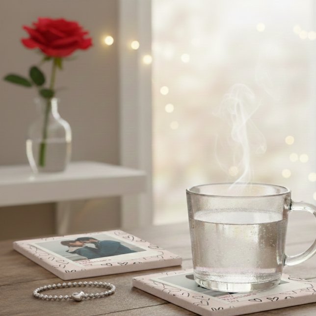 Romantiskt foto för alla hjärtans dag Modern Snygg Stenunderlägg (Skapare uppladdad)