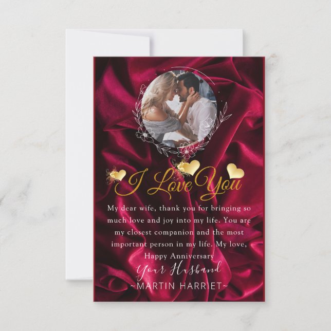 Romantiskt foto Jag älskar dig årsdagskort Tack Kort (Framsida)