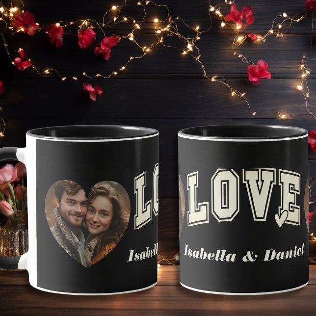 Romantiskt foto och alla hjärtans Namn Kärlek Mugg (Romantic Photo & Name Love Valentine's Mug)