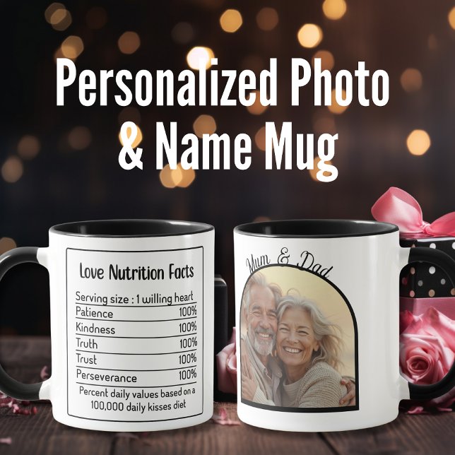 Romantiskt foto- och Kärlek-fenomen Alla hjärtans  Mugg (Romantic Photo & Love Facts Valentine’s Day Mug)