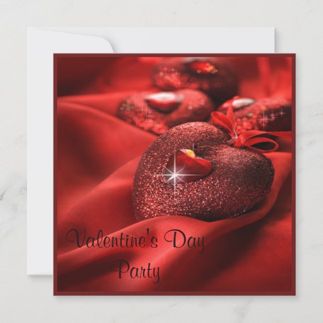 Romantiskt gnistrahjärtavalentin party för dag inbjudningar (Framsida)