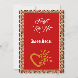 Romantiskt Golden Heart Glöm mig inte Valentine Julkort