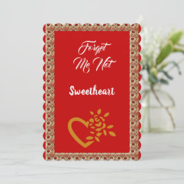 Romantiskt Golden Heart Glöm mig inte Valentine Julkort