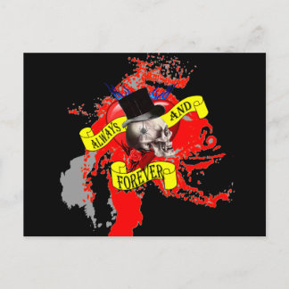 Romantiskt gotiskt skallhjärta Valentineser Helg Vykort