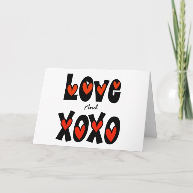 Romantiskt grafikkort Kärlek och Kisses- och Hugs- Kort (Framsida)