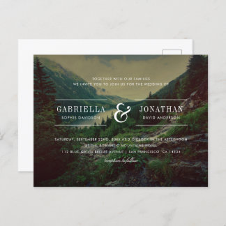 Romantiskt Gräs, bergsområden och Sjö Bröllop Inbjudan Vykort