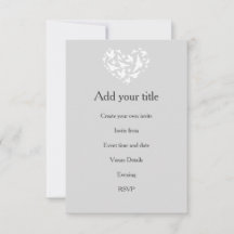 Romantiskt Grått med inbjudan till hearter och fåg