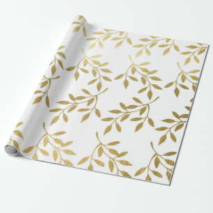 Romantiskt guld botaniskt blad bröllopspresentpapp presentpapper