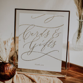 Romantiskt Guld-calligrafkort och presentkort Poster