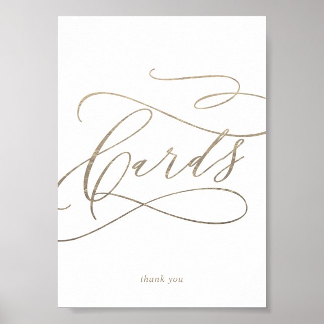 Romantiskt Guld Kalligrafi Kort Bordsskylt Poster (Framsidan)