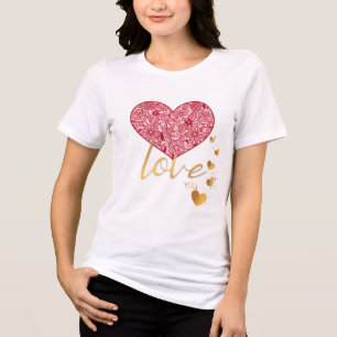 Romantiskt Guld Kärlek till dig och Rosa Hjärta T Shirt