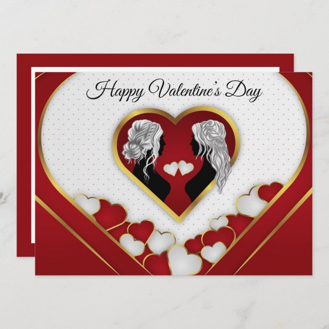 Romantiskt Guld&rött hjärta, L i HGBTQ Valentine (Fram/baksida)