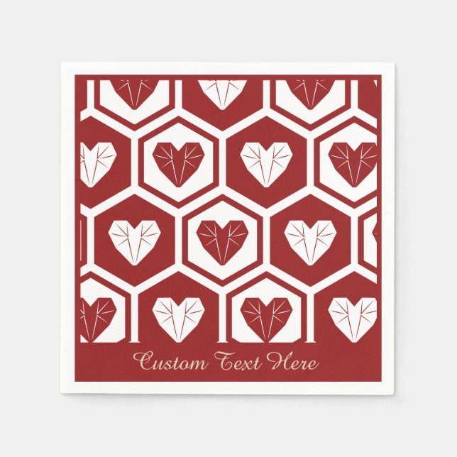 Romantiskt Heart White Diamond Heart Personalize Pappersservett (Framsidan)