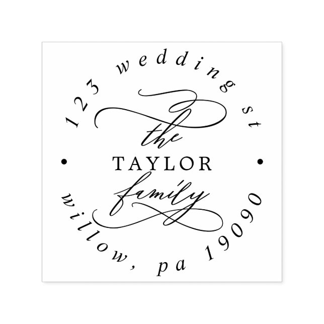 Romantiskt Helgdag-kort, cirkulär Adress Självfärgande Stämpel (Design)