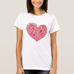 Romantiskt hjärta av blommor   Du är min solsken T Shirt