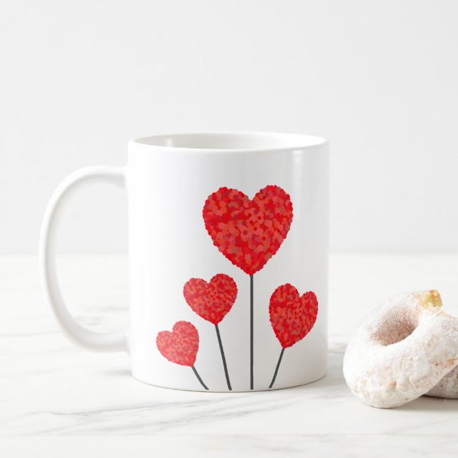 Romantiskt hjärta ballonger-mugg kaffemugg (Med munk)