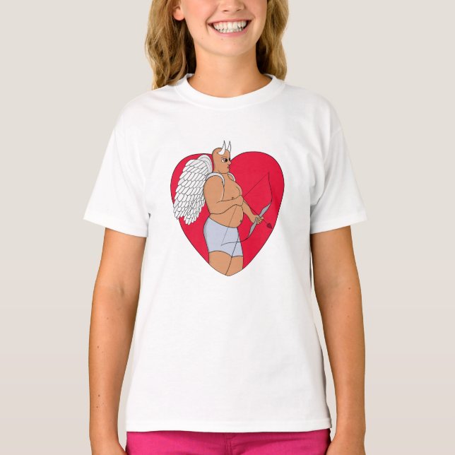 Romantiskt hjärta med ovanlig cupid t shirt (Framsida)