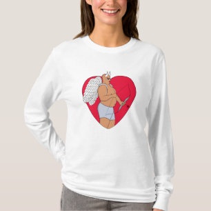 Romantiskt hjärta med ovanlig cupid t shirt
