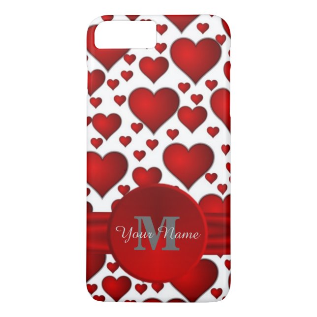 Romantiskt hjärta mönster monogrammat Case-Mate iPhone skal (Baksida)
