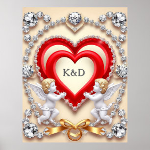 Romantiskt hjärtdesign poster
