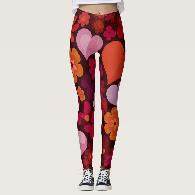 Romantiskt hjärtmönstrat leggings – Perfekt Alla h (Framsida)