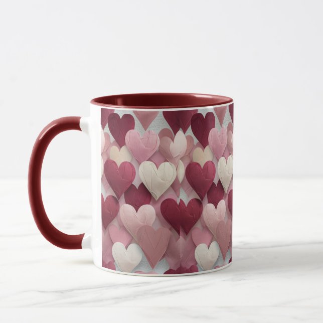 Romantiskt hjärtmönstrat mugg Rosa & Röd Kärlek ka (Vänster)