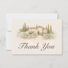 Romantiskt italienskt toskanskt bröllop tackkort tack kort