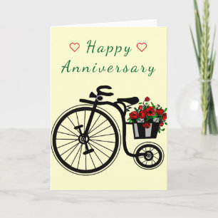 Romantiskt jubileumskort med blommor Bike Kort