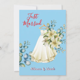 Romantiskt "Just Married" Solnedgångspar Personlig