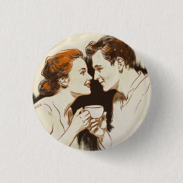 Romantiskt kaffedatum Par Sharing Sweet Glance Knapp