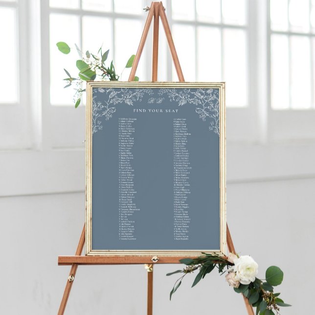 Romantiskt kinoiserie Antique Blue Seating Chart Poster (Skapare uppladdad)