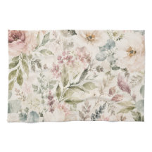 Romantiskt köksduk med blomster - Akvarellträdgård