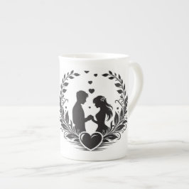 Romantiskt Koppel Siluett Kaffe Mugg Benporslin Mugg