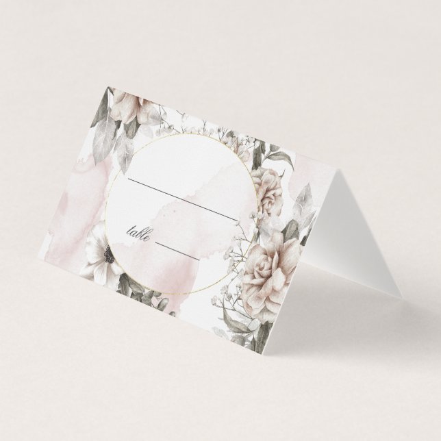 romantiskt kort för den  blommigten bröllop bord (Framsida)