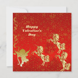 Romantiskt kort för valentines day Cupid Guld Gnis