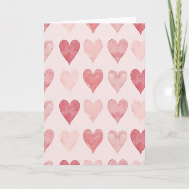 Romantiskt kort med rosa hjärtan (Framsida)