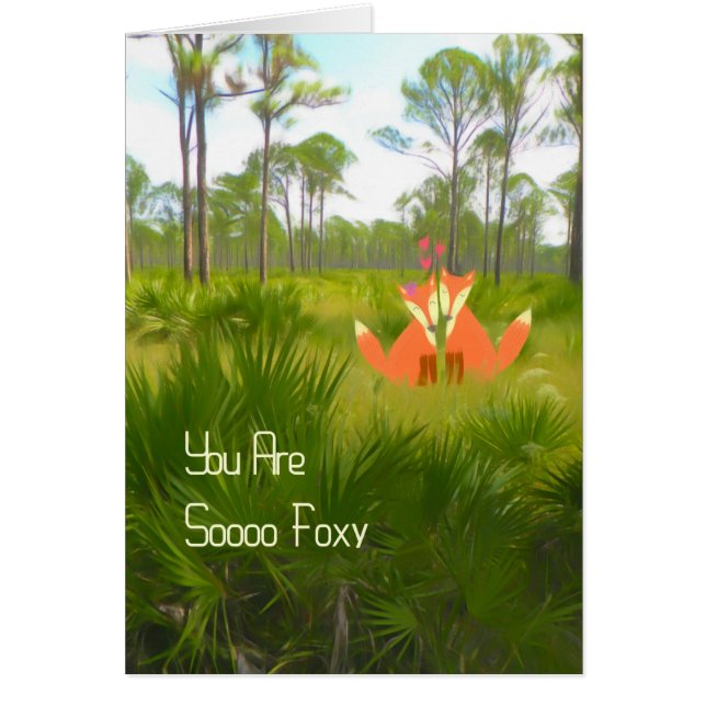 Romantiskt kort med två foxar (Framsidan)