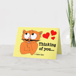 Romantiskt kort "Thinking of You" Tecknad Katt