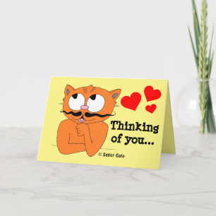 Romantiskt kort "Thinking of You" Tecknad Katt